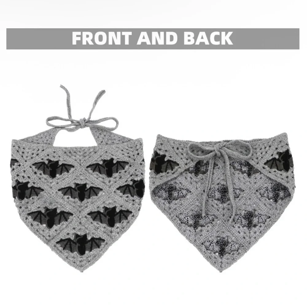 Gray Bat Pattern Bandana - Picture 4 of 4